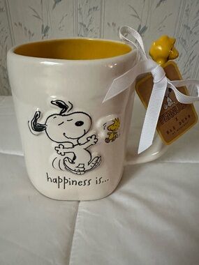 Rae Dunn Snoopy Ceramic Mug with Woodstock Accent